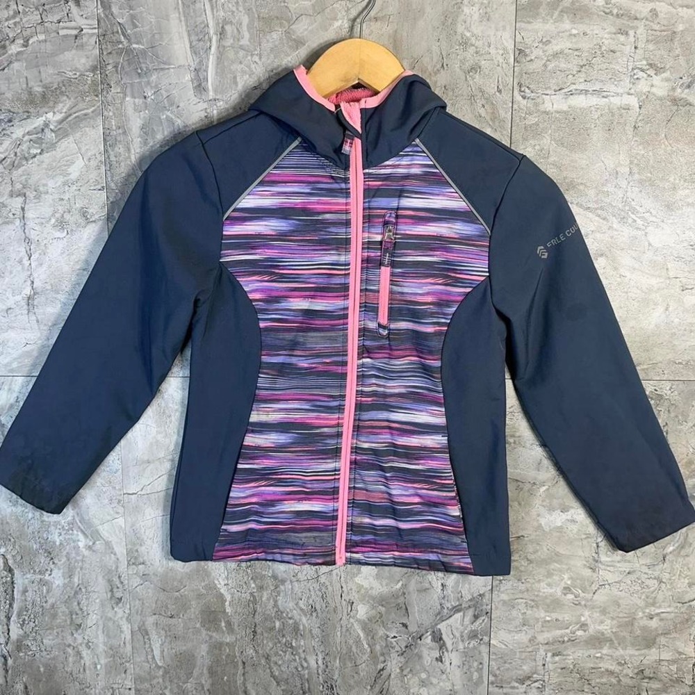 Free country Navy and pink waterproof ski jacket with hood Kids Large 7-8‎